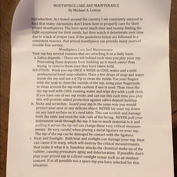 Professional Lomax Classic Clarinet Mouthpiece - Picture 6 of 6